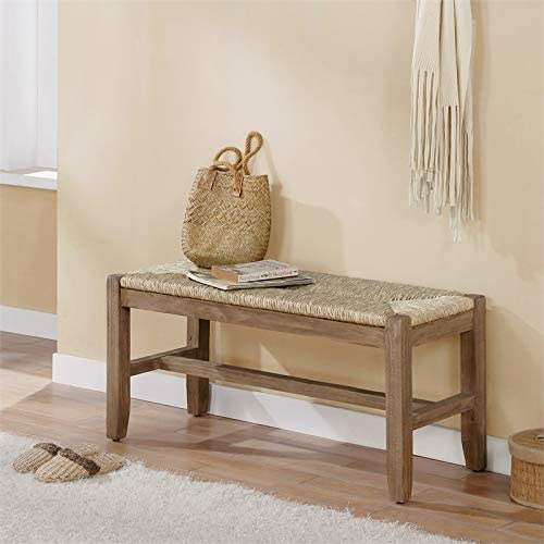 Newport 40" Wood Bench with Rush Seat