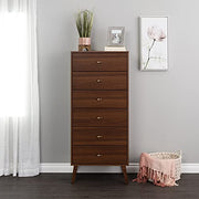 Milo Mid Century Modern Tall Chest, 6-Drawer, Cherry