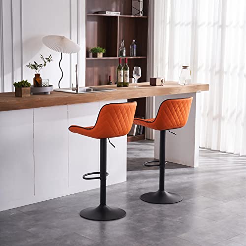 YOUNIKE Bar Stools Set of 2 Swivel Barstools PU Leather Adjustable Counter Stools Cushioned High Backrest