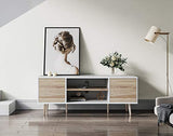 Wood Media Console Table with Doors Home Entertainment Center for Living Room