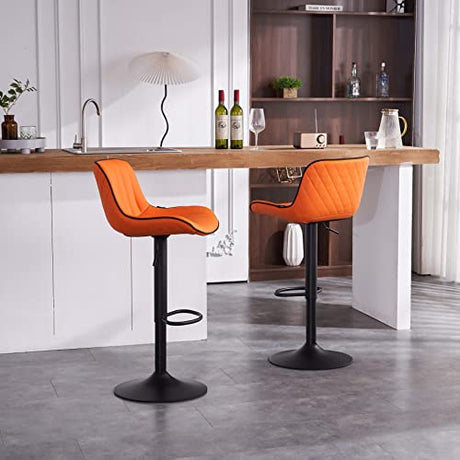 YOUNIKE Bar Stools Set of 2 Swivel Barstools PU Leather Adjustable Counter Stools Cushioned High Backrest