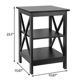 Set of 2 End Table, Sofa Side End Storage Shelf Versatile X-Design Side Table