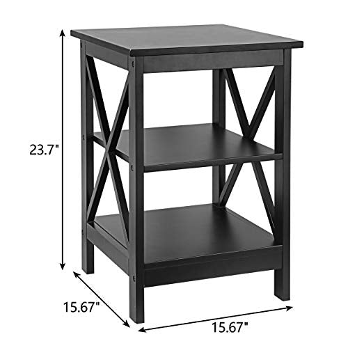 Set of 2 End Table, Sofa Side End Storage Shelf Versatile X-Design Side Table