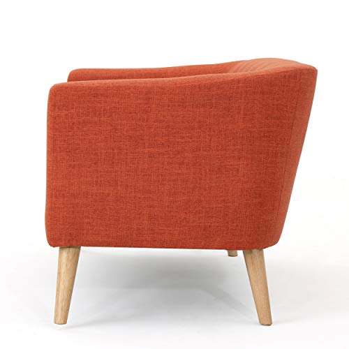 Bridie Mid-Century Modern Loveseat, Muted Orange Fabric