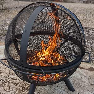 Ball of Fire Pit 35" Outdoor Ball with BBQ Globe Pit Large Round fire Pit,