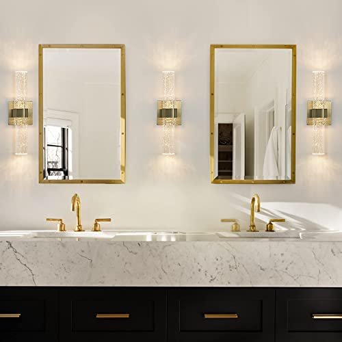 Wall Sconce Modern Crystal Bathroom Vanity Light 3000K Fixtures Over Mirror LED Wall Lighting Gold Wall Mount Bath Lights Living Room