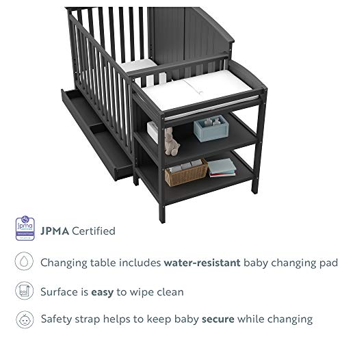 Steveston Crib & Changer w/Drawer - Gray