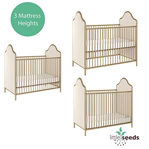 Piper Upholstered Metal Crib, Gold