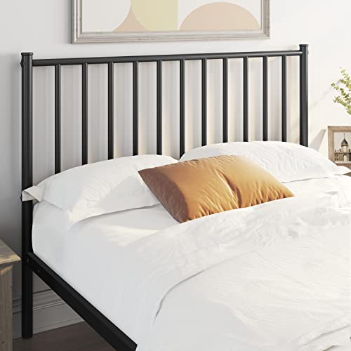 14 Inch Queen Size Bed Frame Metal Platform Bed with Spindle Headboard Footboard