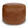 Unstuffed Faux Leather Pouf Cover, Handmade Footstool Ottoman Storage Solution