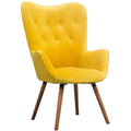 AC155YL Doarnin Silky Velvet Tufted Button Accent Chair, Yellow 30D x 41.5W x 26.8H in