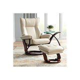 Morgan Stucco Swivel Faux Leather Recliner with Ottoman Chair