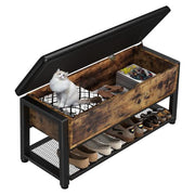 Shoe Storage Bench, Entryway Bench with Large Lift Top Storage Box and Leather Padded