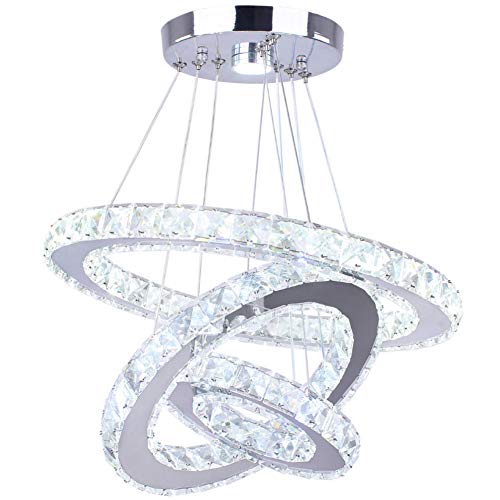 3 Ring Modern LED Crystal Chandelier Light Fixtures Round Pendant Lighting
