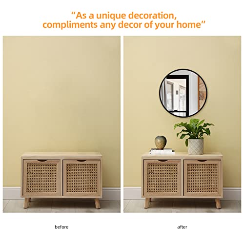 24 Inch Black Round Mirror, Wall Mounted Circle Mirror with Metal Frame