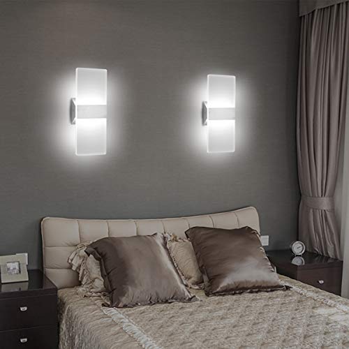 LED Wall Sconce Modern Wall Light Lamps 12W Cool White 6000K Up and Down Indoor Acrylic Lighting Fixture