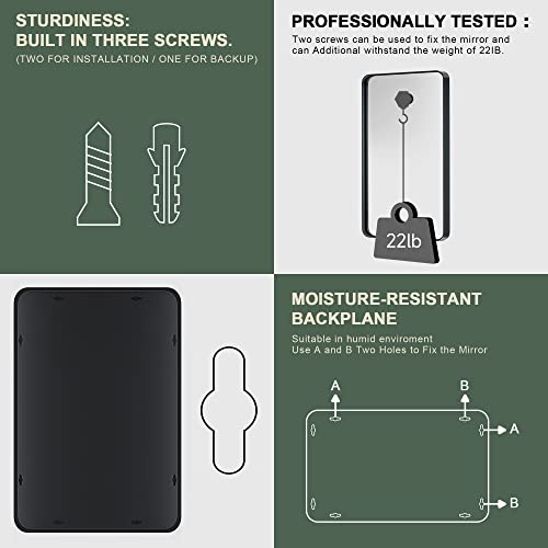 48 x 30 Inch Wall Mirror Black Bathroom Vanity Mirror