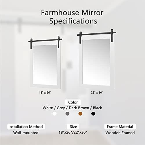 Farmhouse Wall Mirror Rustic Horizontal Wood Framed Bathroom Mirror