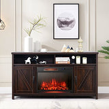 Electric  TV Stand, for TVs up to 65 Inches, with 25 Inch 1350W Reccessed Faux Fireplace