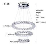 3 Ring Modern LED Crystal Chandelier Light Fixtures Round Pendant Lighting