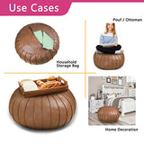 Handmade Pouf Footstool Ottoman Leathaire Poufs 23" x 14" - Storage Round Floor