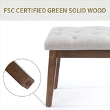 Button-Tufted Bench for End of Bed, Entryway Bench with Upholstered Linen Fabric