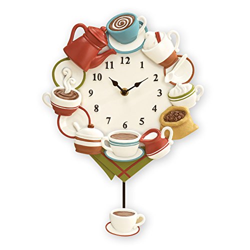 Etc Coffee Cup Pendulum Wall Clock Kitchen Decor