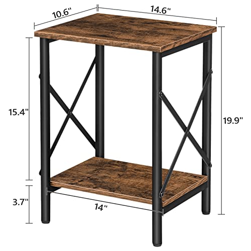 Small Side Table, End Table with Storage Shelf