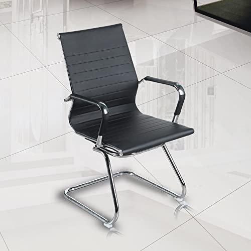 Office Guest Chair for Reception with Removable Arms - Sled Base Without Wheels
