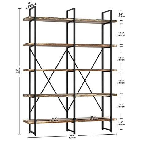 Double Wide 5-Tier Open Bookcase