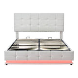 3-Pieces Bedroom Sets, Upholstered Bed with LED Lights, Hydraulic Storage System