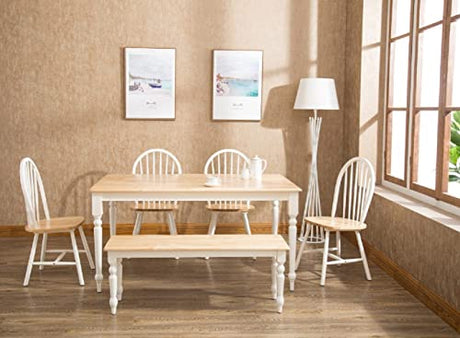 Boraam Farmhouse Bench, White/Natural 14 x 48 x 18