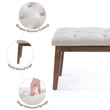 Button-Tufted Bench for End of Bed, Entryway Bench with Upholstered Linen Fabric