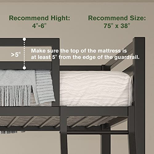 Bunk Bed Twin Over Twin Size with Ladder for Junior