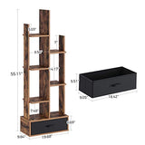 Bookshelf with Drawer,Free Standing Book Shelf Industrial Shelf Free Standing Storage Shelf for Bedroom