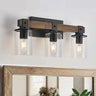 Rustic Wood Vanity Lights,3-Light Farmhouse Bathroom Lighting Fixtures