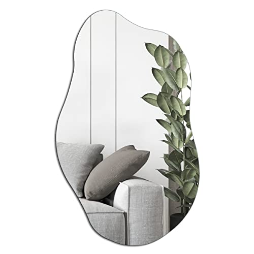 rregular Mirror Wall Decor 19.7 x 33.5 Inch,Frameless Vanity Mirrors for Living Room Bedroom Home Office