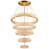 LED Big Crystal Chandeliers Modern 5 Rings Pendant Light Adjustable Ceiling Light