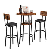 Small 2-Tier Round Bistro Pub Dining Table & PU Upholstered Stools with Backrest