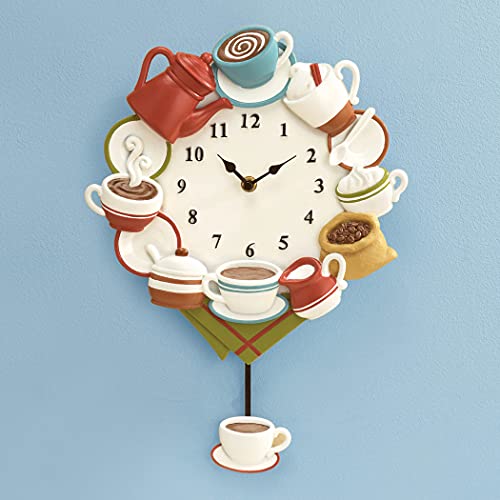 Etc Coffee Cup Pendulum Wall Clock Kitchen Decor