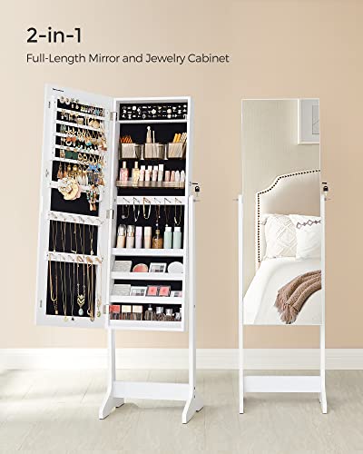 Jewelry Cabinet Armoire, Freestanding Lockable Storage Organizer Unit