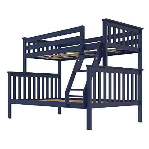 Bunk Bed, Twin-Over-Full Wood Bed Frame For Kids, Blue