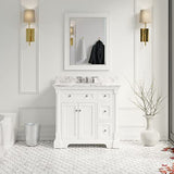 Bathroom Vanity Includes White Cabinet with Authentic Italian Carrara Marble