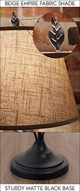 Ambrose 31" Traditional Rustic Table Lamp + Beige Fabric Shade, Leaf Detailed Body