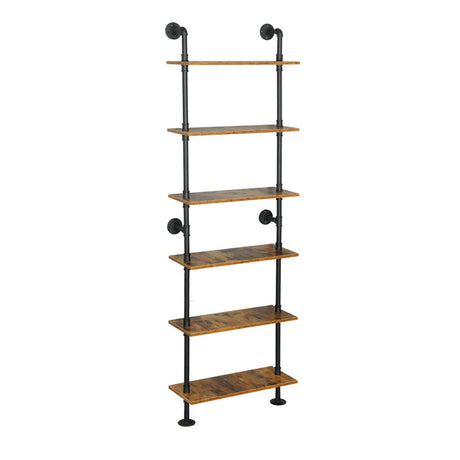 Industrial Pipe Shelving, 6-Tier Pipe Shelves Ladder Shelf, Modern Bookcase