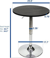 Bar Table Stool Set Of 3 – Adjustable Round Table Black and 2 Swivel Pub Stools Flannel