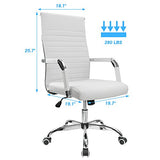 Ribbed Office Desk Chair Mid-Back PU Leather