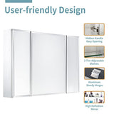 Double Doors Medicine Cabinet with Mirror, 36 inch X 26 inch Aluminum Bathroom Cabinet