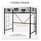 Metal Twin Loft Beds Frame with Stairs & Full-Length Guardrail