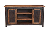 70" TV Stand, Antique Black & Aged Distressed Pine